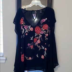 plus size black and floral blouse